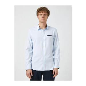 Koton Men's Blue Patterned Classic Collar Shirt vyobraziť