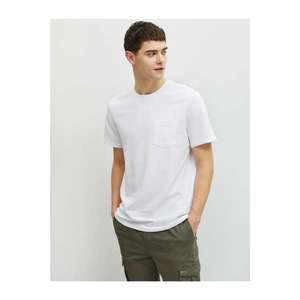 Koton Men's White Cotton Basic Short Sleeve T-Shirt vyobraziť