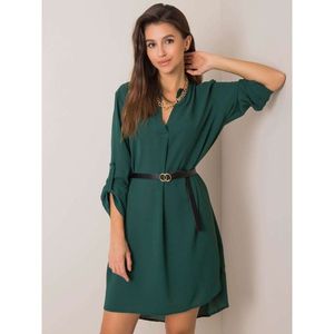 Women´s dark green dress with a belt vyobraziť