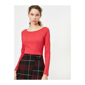 Koton Women's Red Wide Collar T-Shirt vyobraziť