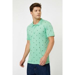 Koton Men's Green Patterned Polo Neck Short Sleeve Tisört vyobraziť
