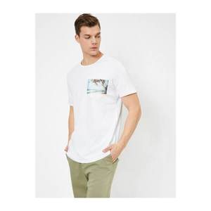 Koton Men's White Printed T-shirt vyobraziť