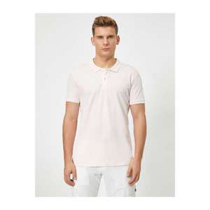 Koton Men's Light Pink Polo Neck Short Sleeve Slim Fit Basic T-shirt vyobraziť