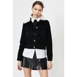Koton Women's Black Collar Faux Fur Detail coat vyobraziť