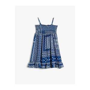 Koton Girl Blue Strappy Patterned Dress vyobraziť