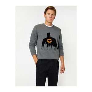 Koton Male Grey Warner Bros Licensed Batman Printed Long Sleeve Sweatshirt vyobraziť