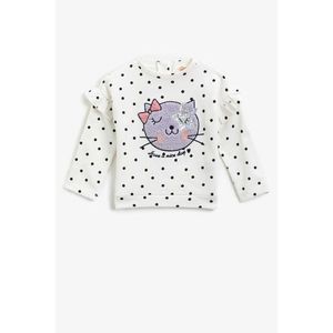 Koton Ecru Patterned Baby Girl Sweatshirt vyobraziť