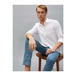 Koton Men's White Slim Fit Long Sleeve Cotton Shirt vyobraziť