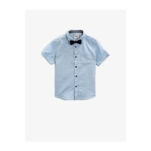 Koton Boy Blue Classic Collar Cotton Bow Tie Short Sleeve Shirt vyobraziť