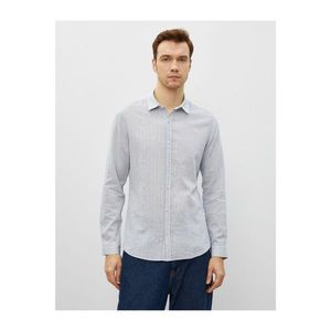 Koton Men's Gray Cotton Classic Collar Long Sleeve Shirt vyobraziť