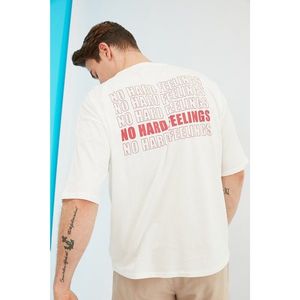 Trendyol Ecru Men's Oversize Crew Neck Short Sleeve Printed T-Shirt vyobraziť