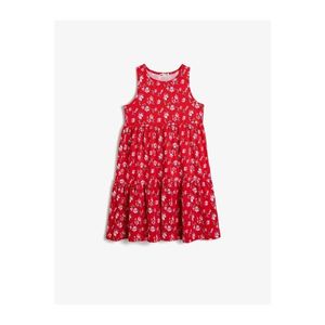 Koton Girl's Red Floral Strap Mid-Length Dress vyobraziť