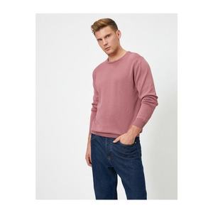 Koton Men's Pink Cotton Bicycle Collar Sweater vyobraziť