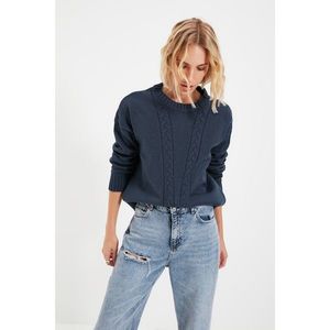 Trendyol Blue Crew Neck Knitwear Sweater vyobraziť