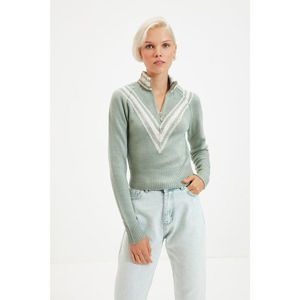 Trendyol Mint Zipper Collar Knitwear Sweater vyobraziť