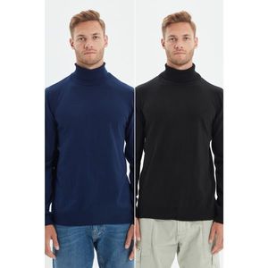 Trendyol Black-Navy Blue Men's Slim Fit Turtleneck 2-Pack Sweater vyobraziť