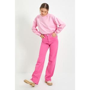 Trendyol Pink Pleated Basic Knitted Sweatshirt vyobraziť