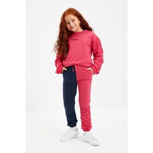 Trendyol Fuchsia Color Block Girl Knitted Sweatpants vyobraziť