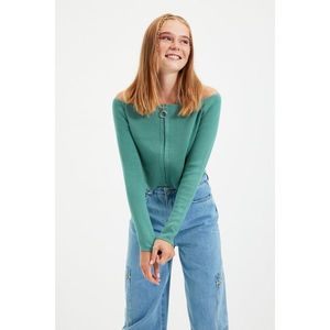 Trendyol Mint Zippered Crop Knitwear Sweater vyobraziť