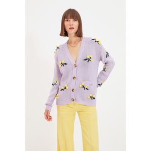 Trendyol Lilac Pompom Detailed Knitwear Cardigan vyobraziť