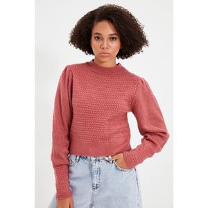 Trendyol Dried Rose Knitted Detailed Stand Up Collar Knitwear Sweater vyobraziť