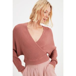 Trendyol Dried Rose Double Breasted Knitted Detailed Knitwear Sweater vyobraziť