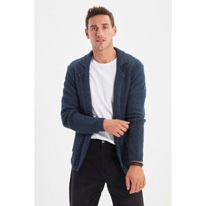 Trendyol Navy Blue Men's Textured Collar Knitwear Cardigan With Pockets vyobraziť