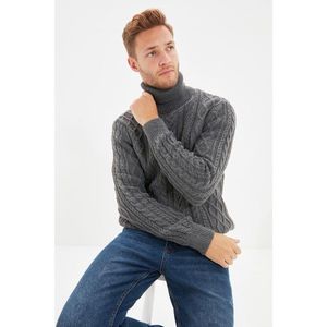 Trendyol Anthracite Men's Slim Fit Turtleneck Hair Knit Knitwear Sweater vyobraziť