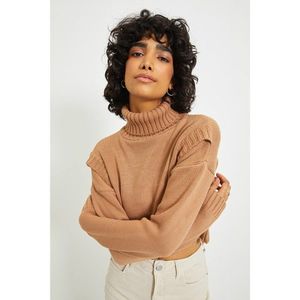 Trendyol Camel Crop Turtleneck Knitwear Sweater vyobraziť