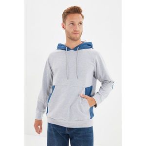 Trendyol Gray Men's Regular Fit Long Sleeve Hooded Paneled Sweatshirt vyobraziť