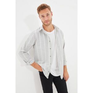 Trendyol Gray Men's Slim Fit Buttoned Collar Slim Striped Shirt vyobraziť