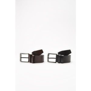 Trendyol Black men's faux leather 2-pack belt vyobraziť