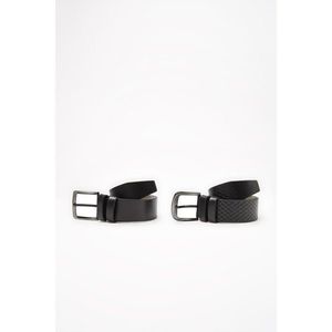 Trendyol Black Men's 2-Pack Textured Faux Leather Belt vyobraziť