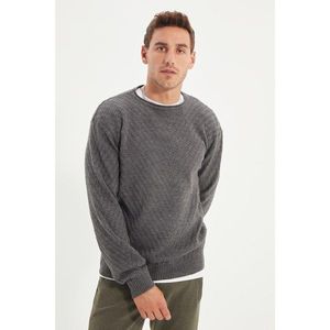 Trendyol Gray Men's Crew Neck Textured Knitwear Sweater vyobraziť