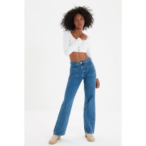 Trendyol Blue Pocket Detailed High Waist 90's Wide Leg Jeans vyobraziť
