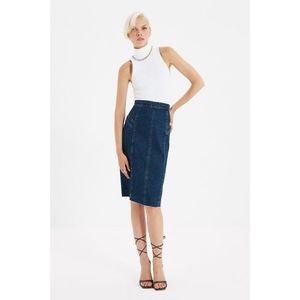 Trendyol Blue Stitch Detail Slit Midi Denim Skirt vyobraziť