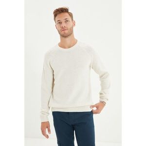 Trendyol Ecru Men's Slim Fit Crew Neck Shoulder Texture Detailed Sweater vyobraziť