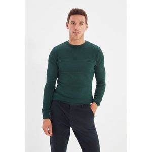 Trendyol Dark Green Men's Crew Neck Slim Fit Knitwear Sweater vyobraziť