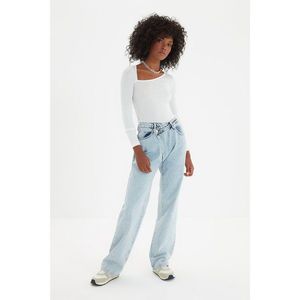 Trendyol Blue Asymmetric Closure High Waist 90's Wide Leg Jeans vyobraziť