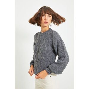 Trendyol Anthracite Knitted Detailed Knitwear Sweater vyobraziť