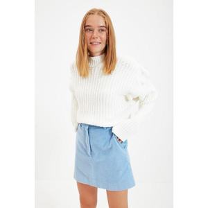 Trendyol Ecru Crop Detailed Knitwear Sweater vyobraziť