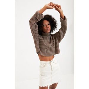 Trendyol Brown Crop Knitwear Sweater vyobraziť