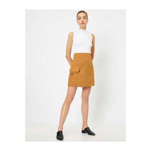 Koton Women's Brown Polyester Pocket Mini Skirt vyobraziť