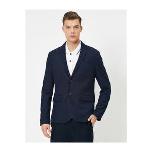 Koton Men's Navy Blue Pocket Detailed Buttoned Blazer Jacket vyobraziť