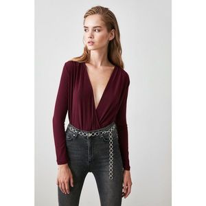 Trendyol Plum Double Breasted Collar Knitted Body vyobraziť