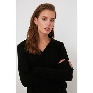 Trendyol Black Sleeve End Detailed Polo Neck Knitwear Sweater vyobraziť