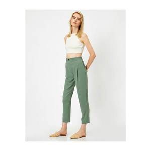 Koton High Waist Pants with Women's Green Pleated Pockets vyobraziť