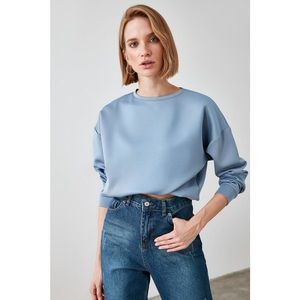 Trendyol Blue Bike Collar Knitted Sweatshirt vyobraziť