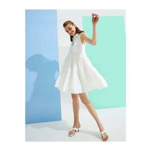 Koton Women's White Sleeveless Shirt Collar Dress vyobraziť