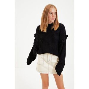 Trendyol Black Crop Detailed Knitwear Sweater vyobraziť